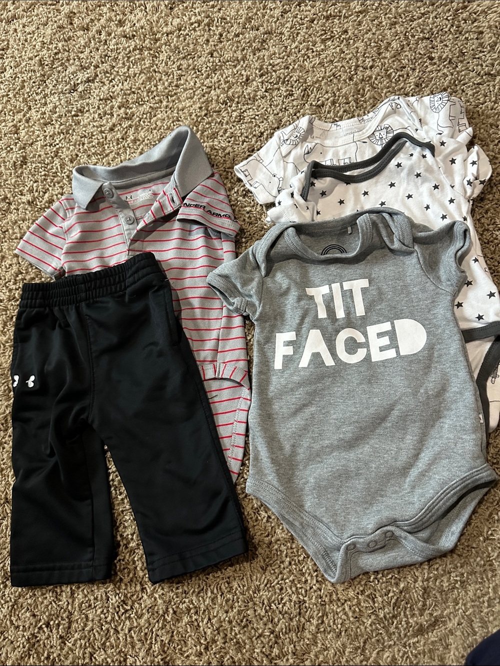 3-6 Month Bundle, Under Armour and ‘Tit Faced' One-Piece Bodysuit - Unbranded
